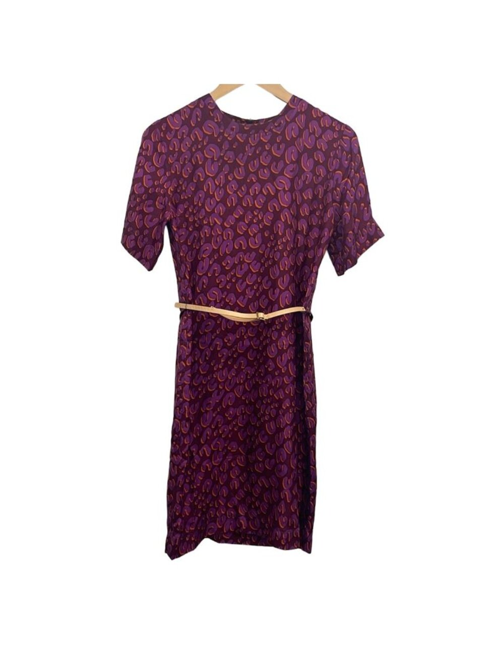 Louis Vuitton Dress S Bordeaux Purple Orange Leopard Print
